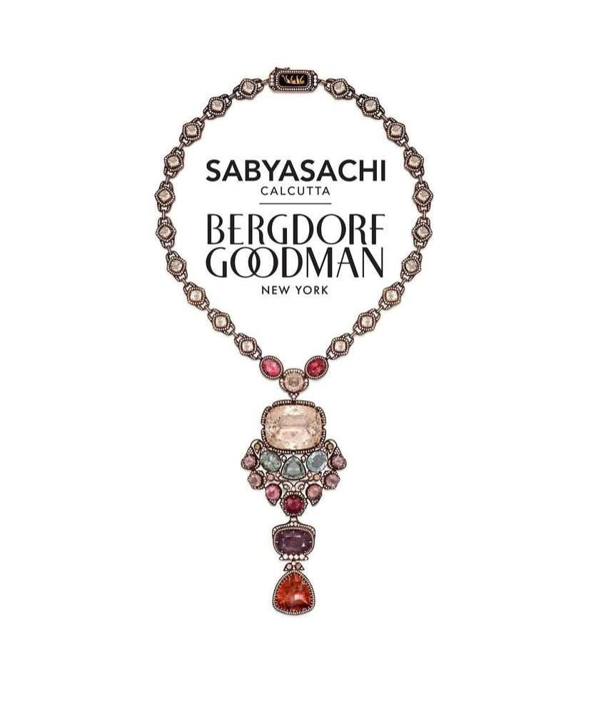 Semiprecious stones, American Diamonds CZ Classic Necklace Set sabyasachi inspired design