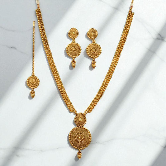 Long traditional gold necklace set