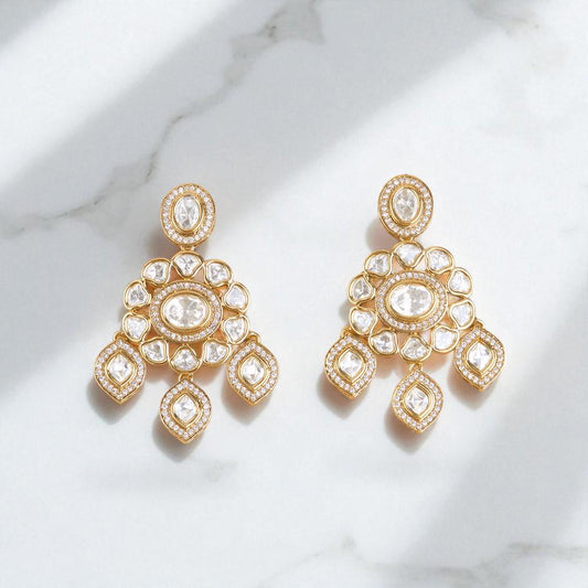 Polki Kundan and AD earrings delicate small design