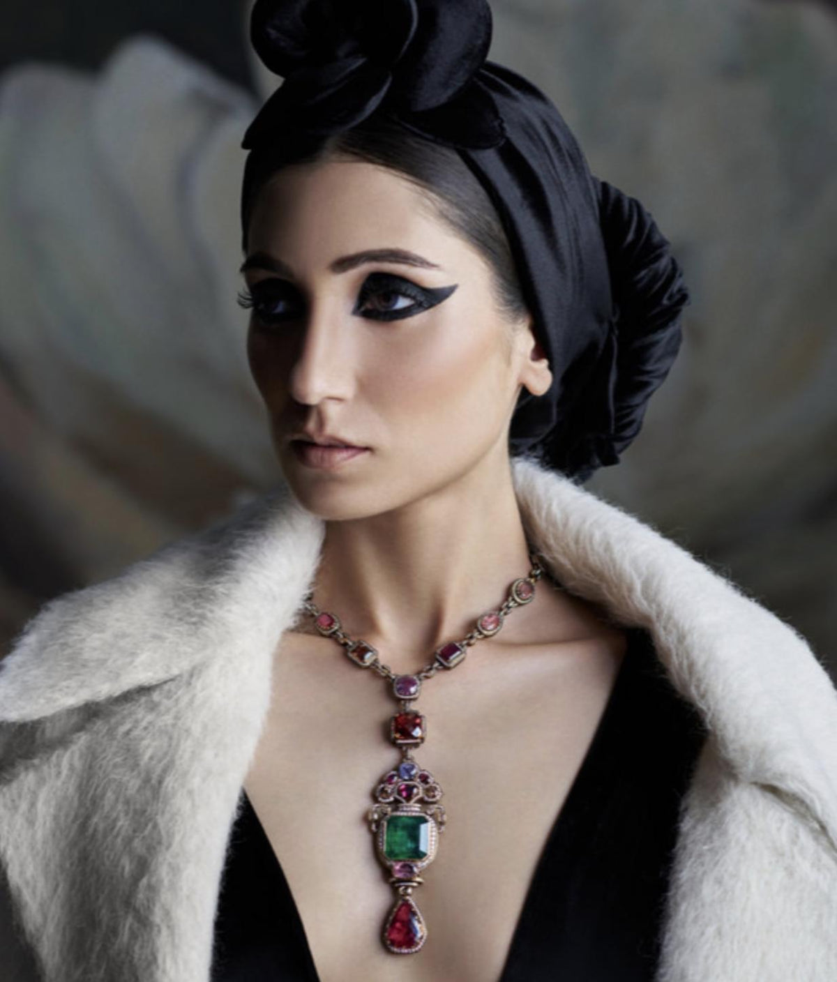 Semiprecious stones, American Diamonds CZ Classic Necklace Set sabyasachi inspired design
