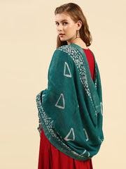Blended Silk Indigo Batik Dupatta Indigo/shawl/stole