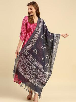 Blended Silk Indigo Batik Dupatta Indigo/shawl/stole