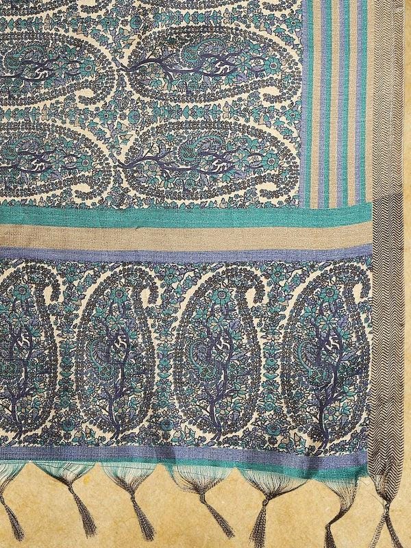 Blue Paisley Printed Art Silk Dupatta/shawl/stole