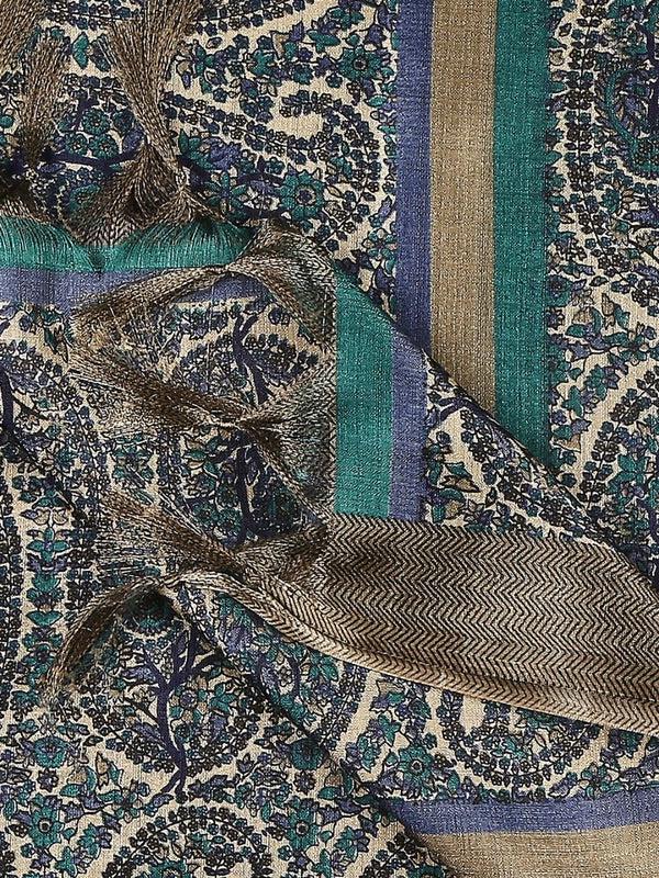 Blue Paisley Printed Art Silk Dupatta/shawl/stole