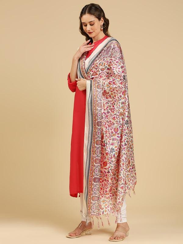 Floral Printed Art Silk Dupatta/shawl/stole