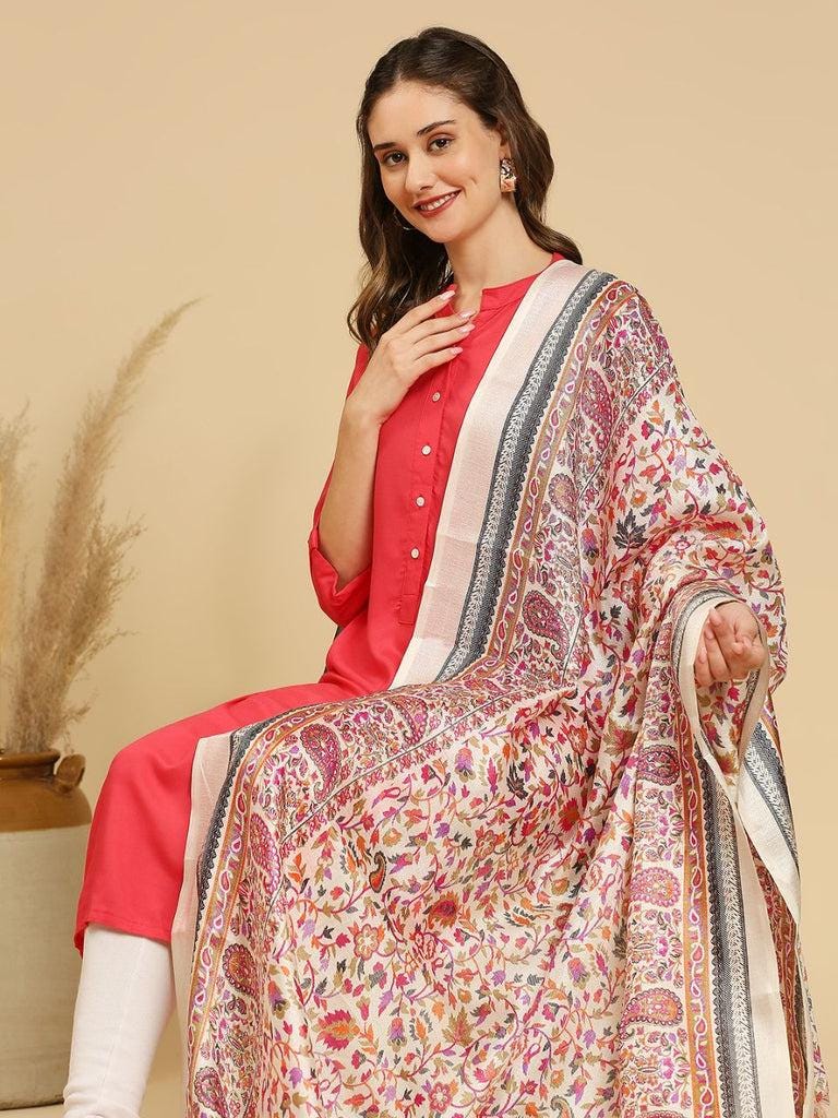 Floral Printed Art Silk Dupatta/shawl/stole