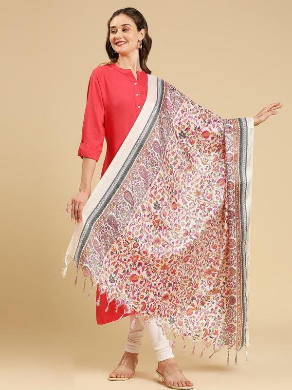 Floral Printed Art Silk Dupatta/shawl/stole