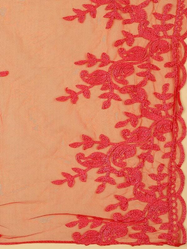 Embroidered Floral Motifs Net Dupatta stole/shawl