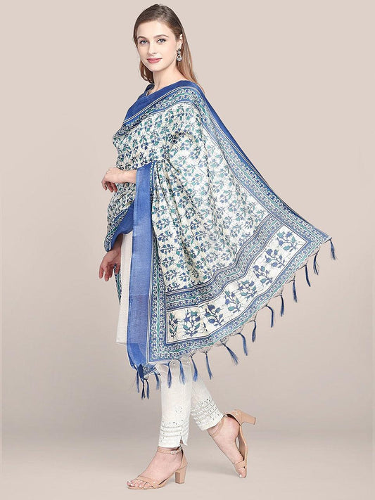 Printed Blue & Green Art Silk Dupatta/shawl/stole