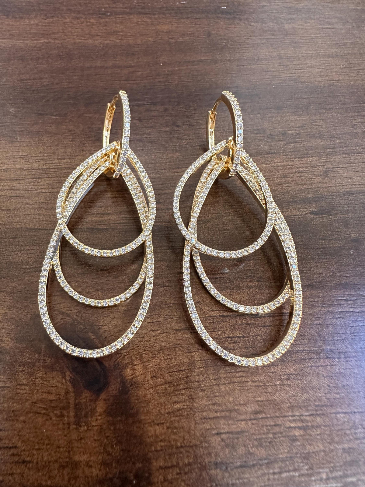 Fancy CZ/AD earrings hoops two tone polished
