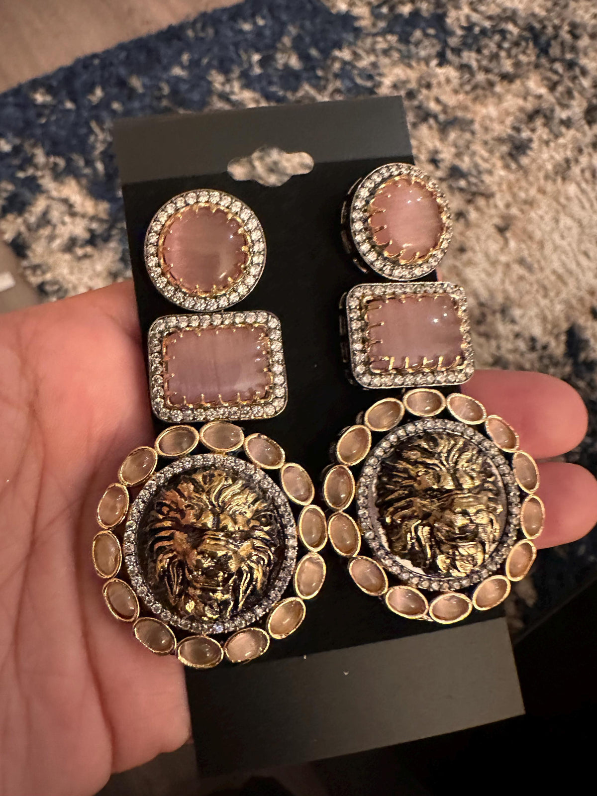 Sabya inspired earrings, Victorian two tone polished