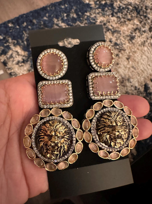 Sabya inspired earrings, Victorian two tone polished