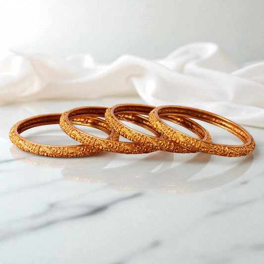 Delicate design gold polished Bangle Set, size 2.2, set of 4