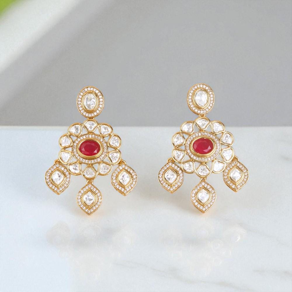 Polki Kundan and AD earrings delicate small design