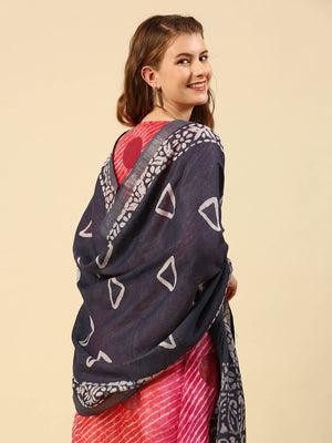 Blended Silk Indigo Batik Dupatta Indigo/shawl/stole