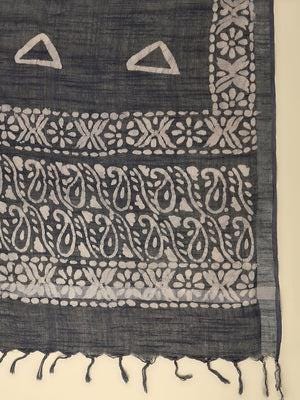 Blended Silk Indigo Batik Dupatta Indigo/shawl/stole