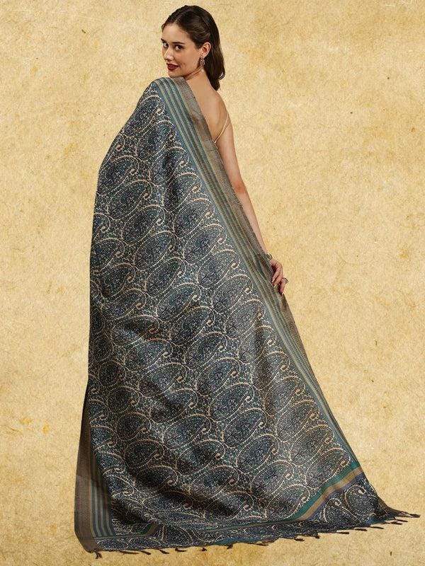 Blue Paisley Printed Art Silk Dupatta/shawl/stole