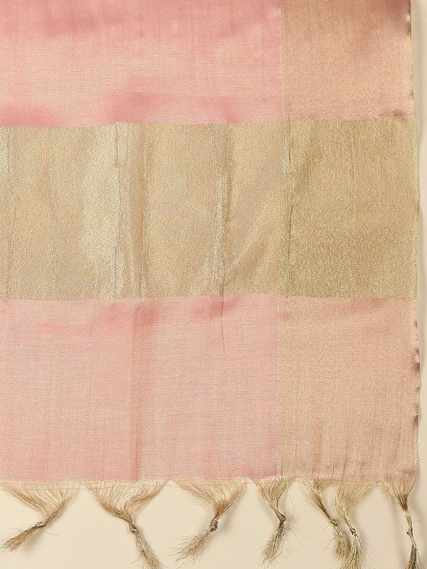 Blush Pink Two Tone Banarasi Tissue Dupatta/shawl/stole