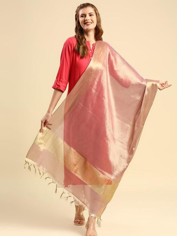 Blush Pink Two Tone Banarasi Tissue Dupatta/shawl/stole