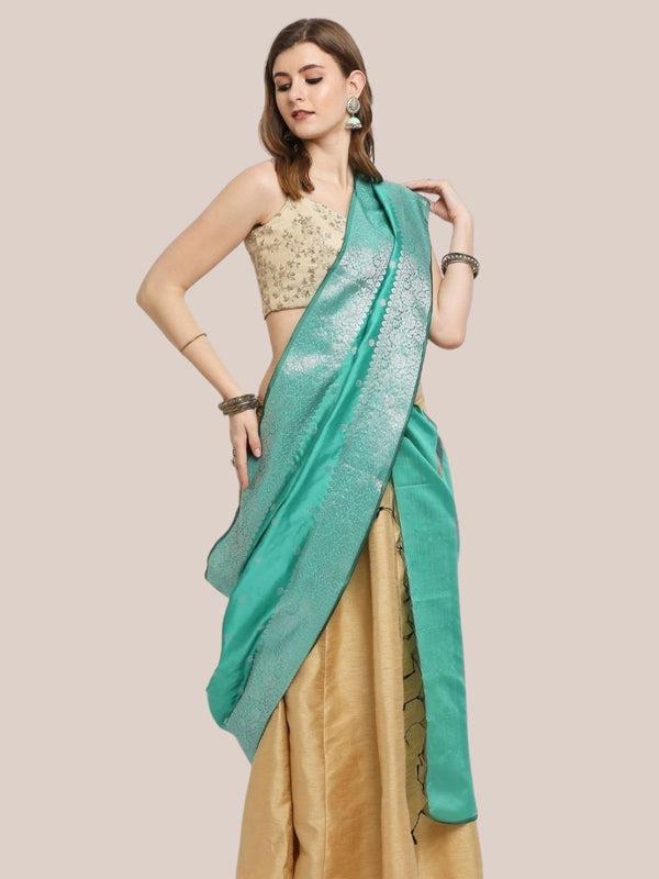 Banarasi Silk Dupatta with Silver Border Dupatta/shawl/stole