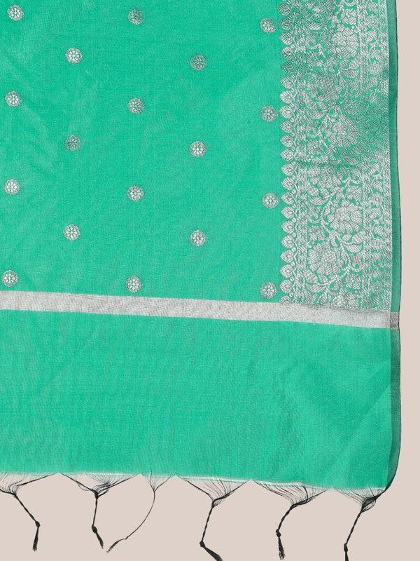 Banarasi Silk Dupatta with Silver Border Dupatta/shawl/stole