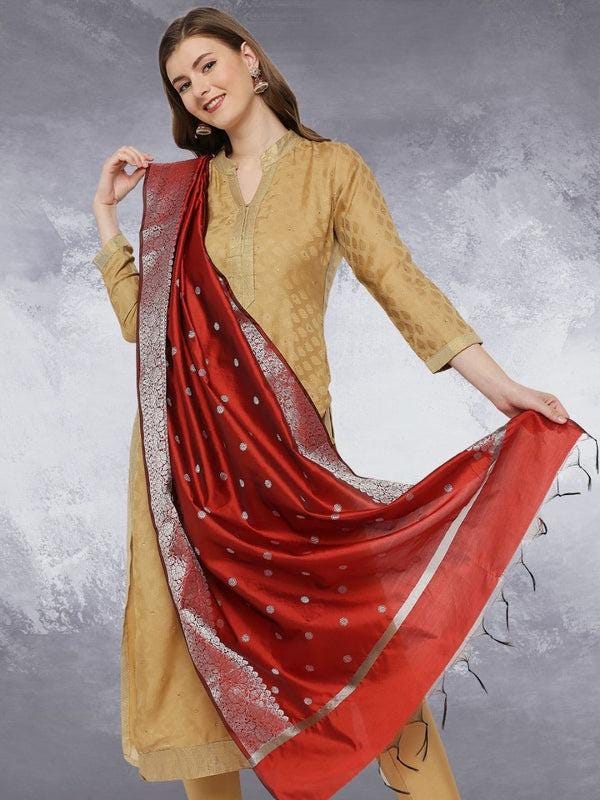 Banarasi Silk Dupatta with Silver Border Dupatta/shawl/stole