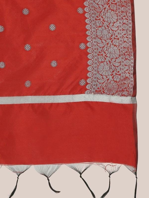 Banarasi Silk Dupatta with Silver Border Dupatta/shawl/stole
