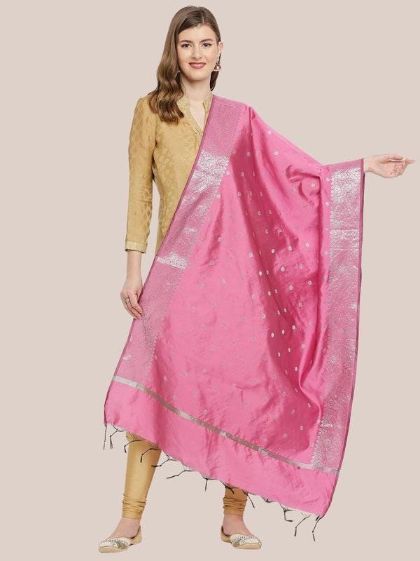 Banarasi Silk Dupatta with Silver Border Dupatta/shawl/stole