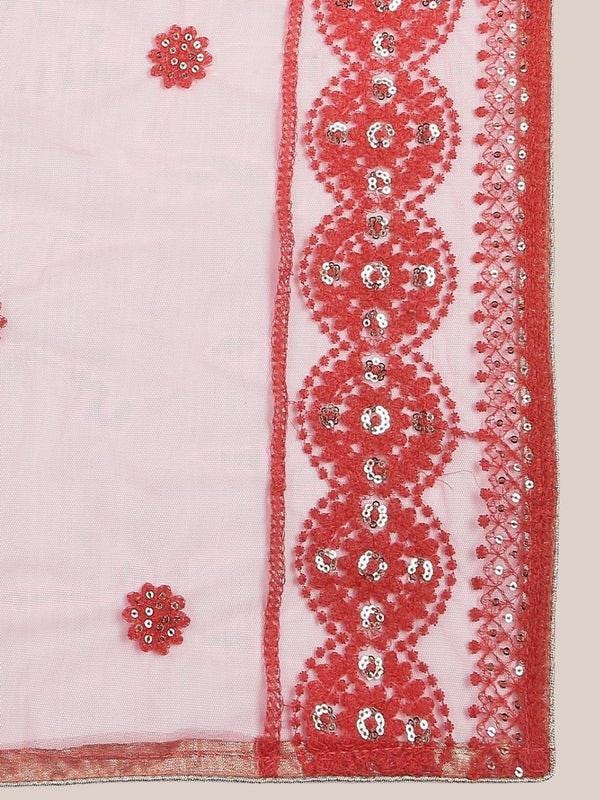 Floral Lucknowi Embroidered Net dupatta/shawl/stole