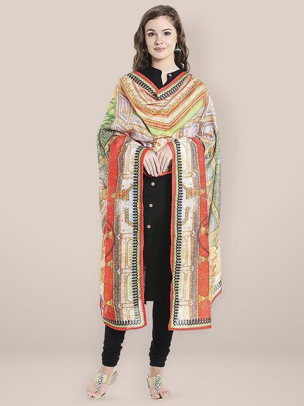 Multicoloured Digital Printed Cotton Satin Dupatta/shawl/stole