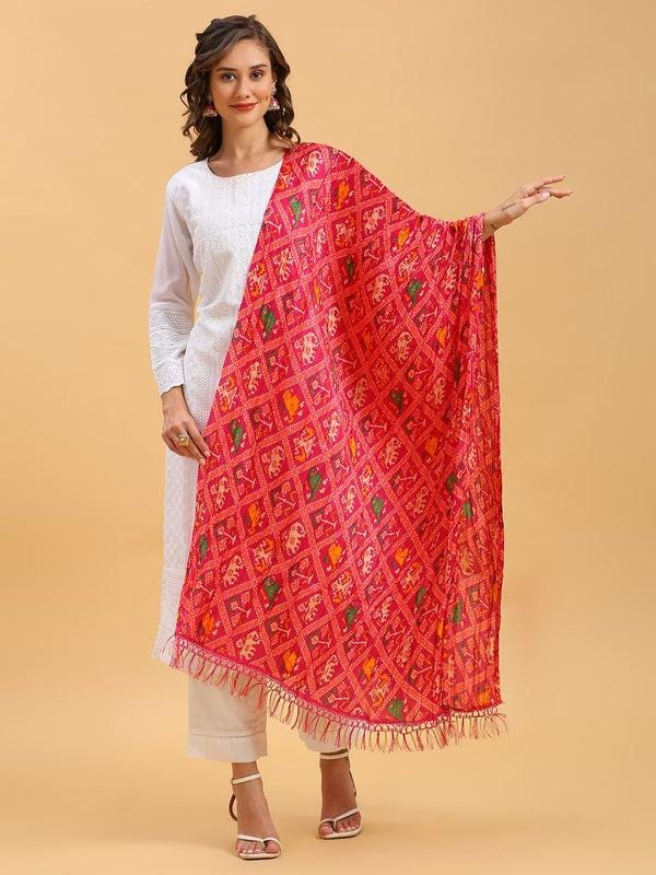 Patola Printed Art Silk Crushed Dupatta/shawl/stole