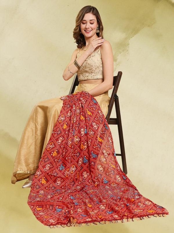Patola Printed Art Silk Crushed Dupatta/shawl/stole