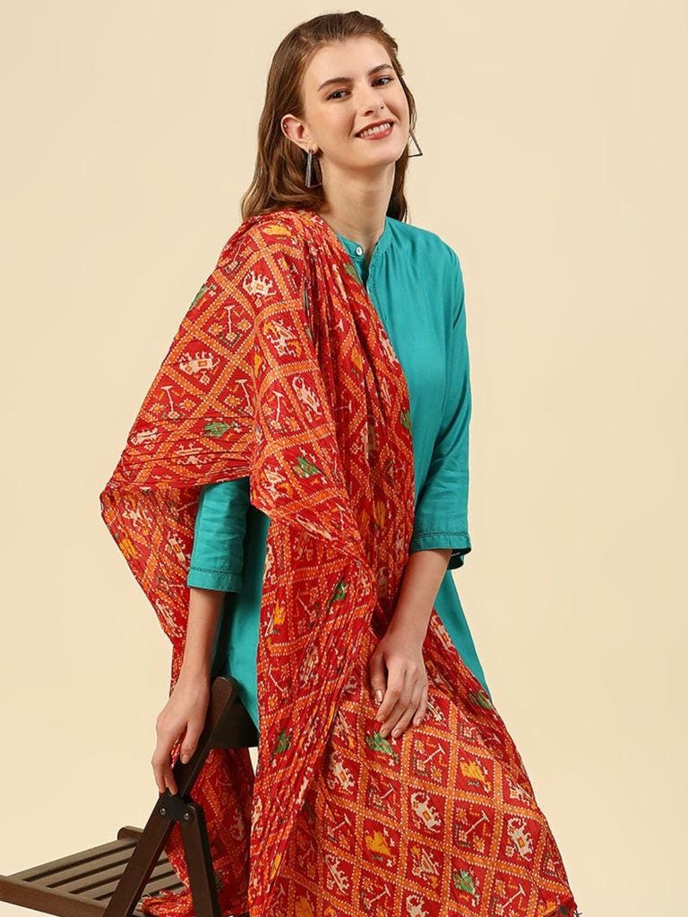 Patola Printed Art Silk Crushed Dupatta/shawl/stole