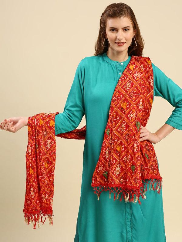 Patola Printed Art Silk Crushed Dupatta/shawl/stole