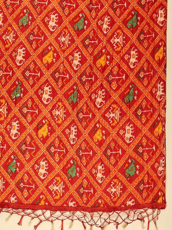 Patola Printed Art Silk Crushed Dupatta/shawl/stole