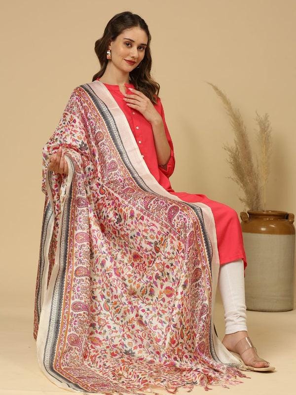 Floral Printed Art Silk Dupatta/shawl/stole
