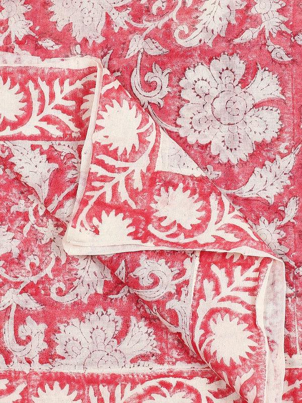 Pink & White Hand Block Printed Pure Cotton Dupatta/shawl/stole