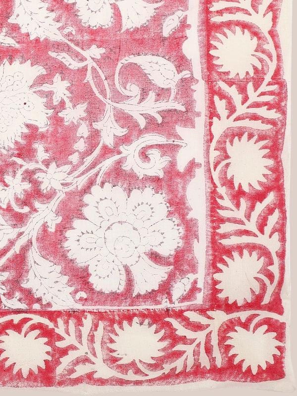 Pink & White Hand Block Printed Pure Cotton Dupatta/shawl/stole
