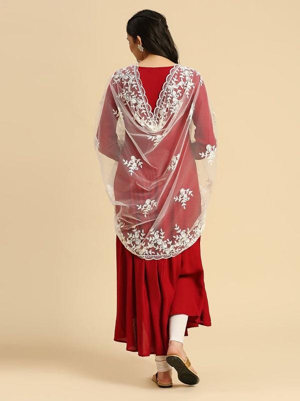 Embroidered Floral Motifs Net Dupatta stole/shawl
