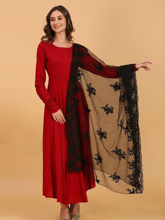 Embroidered Floral Motifs Net Dupatta stole/shawl
