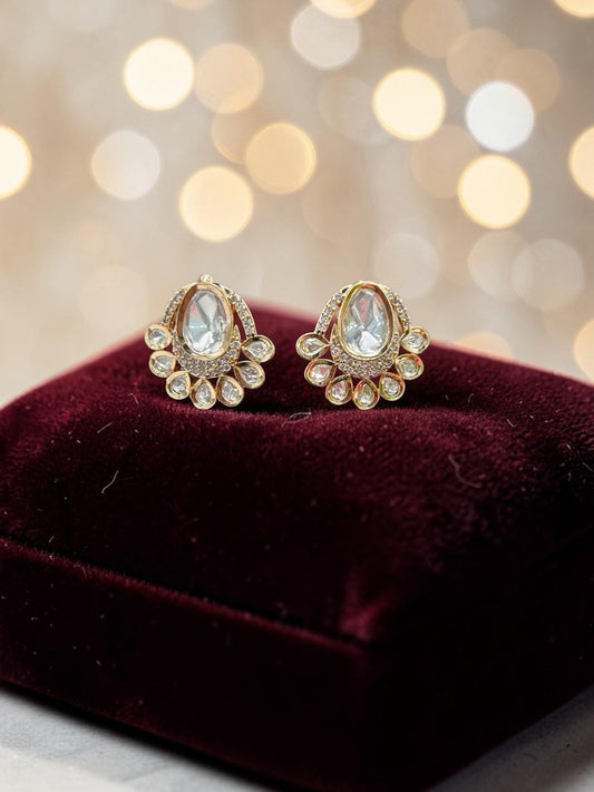 Real Mossanite gold-plated stud earrings small 20mm x 23mm