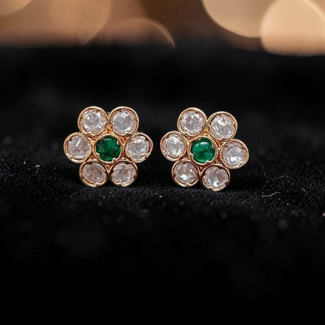Real Mossanite gold-plated stud earrings small