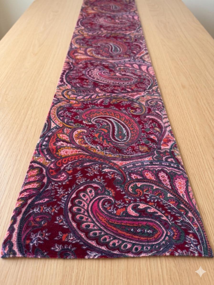 Luxury Velvet Table Runner, Floral Pattern, Modern Home Decor 14x72 inches