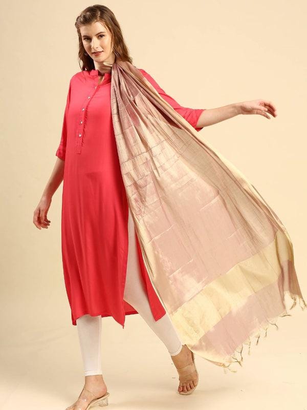 Blush Pink Two Tone Banarasi Tissue Dupatta/shawl/stole