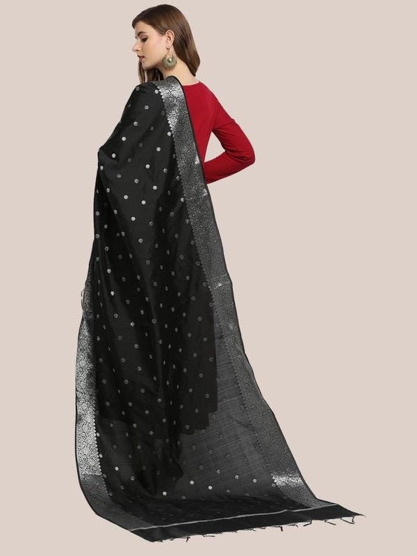 Banarasi Silk Dupatta with Silver Border Dupatta/shawl/stole