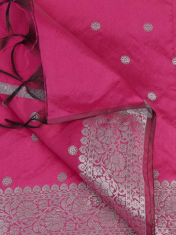 Banarasi Silk Dupatta with Silver Border Dupatta/shawl/stole