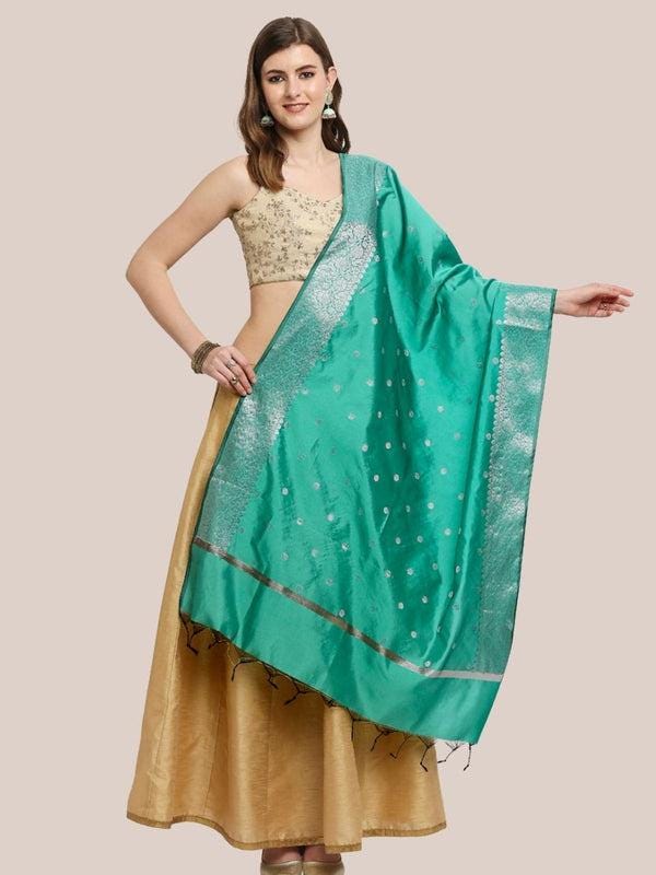 Banarasi Silk Dupatta with Silver Border Dupatta/shawl/stole