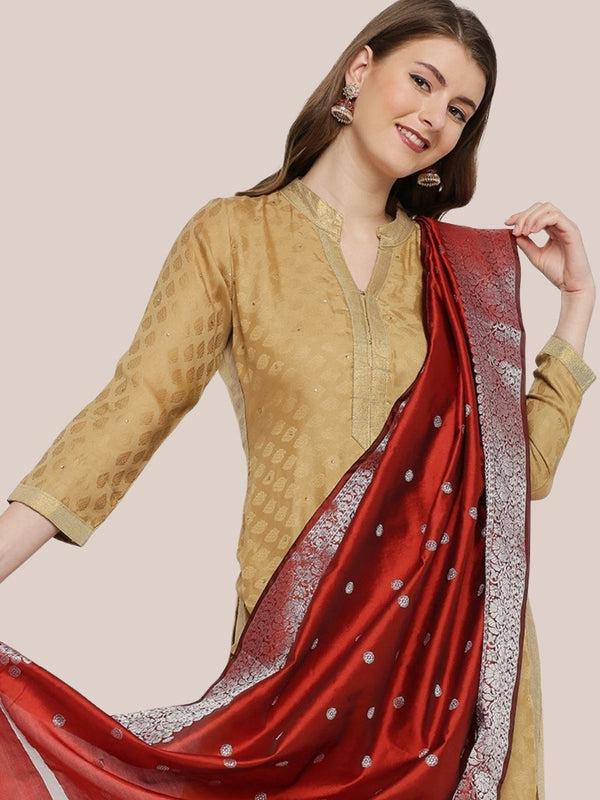 Banarasi Silk Dupatta with Silver Border Dupatta/shawl/stole
