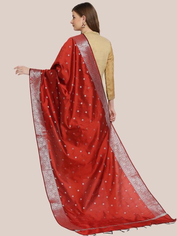 Banarasi Silk Dupatta with Silver Border Dupatta/shawl/stole