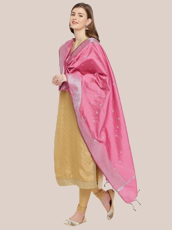 Banarasi Silk Dupatta with Silver Border Dupatta/shawl/stole